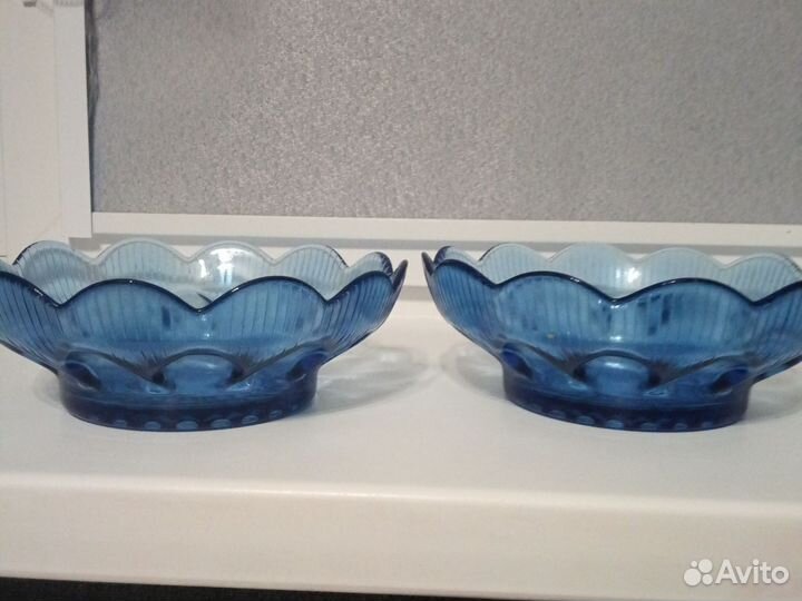 Салатник синее стекло