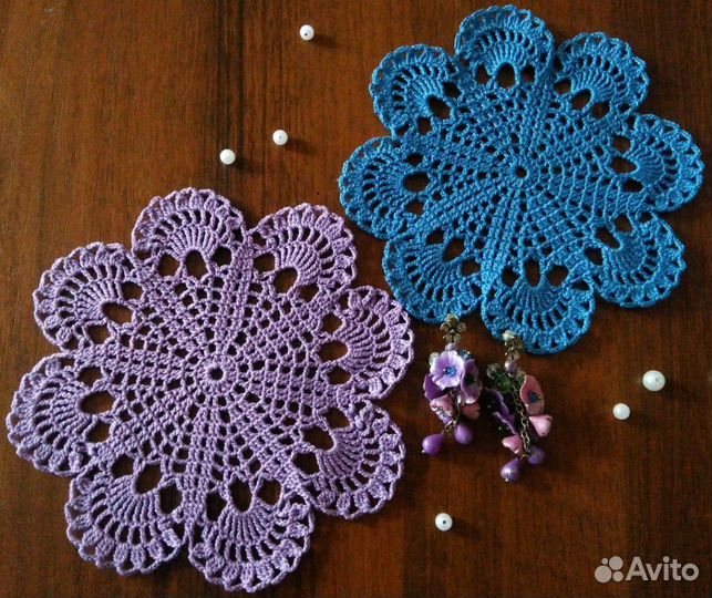 Мини-салфетки крючком - подставки под кружку, бока