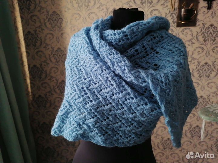 Палантин, шарф, шаль шерсть ровница