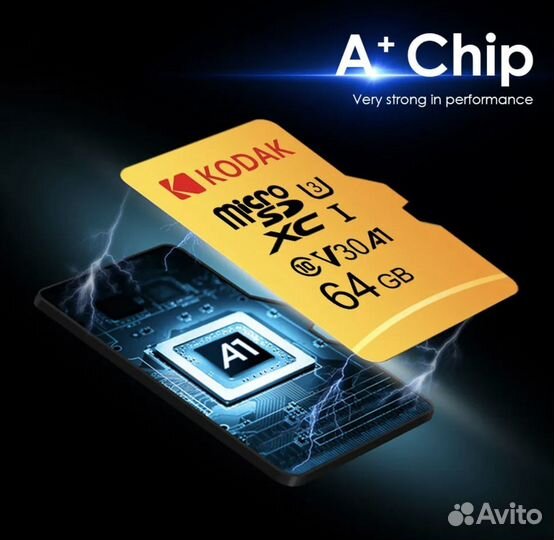 Карта памяти Micro SD 64 Гб Kodak и адаптер