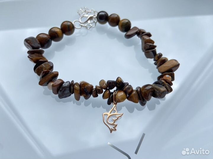 Комплект из натуральных камней тигровый глаз
