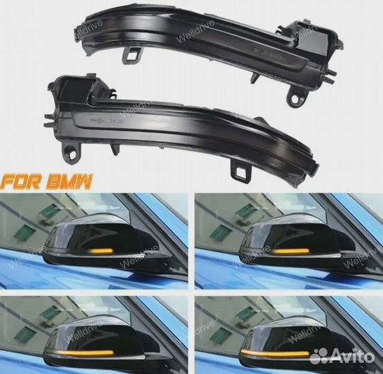 Поворотники в зеркала BMW 2 F22 F23 LED черные