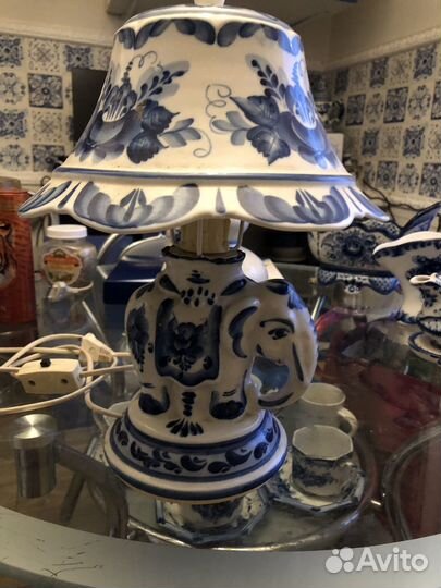 Настольная лампа, Гжель, авторская работа