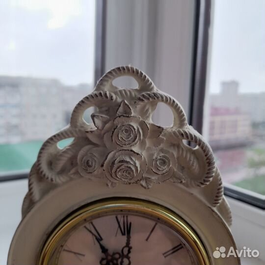 Часы настольные каминные, стиль шебби-шик, кварцев