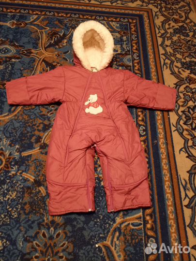 Зимний комбинезон с шапками на девочку