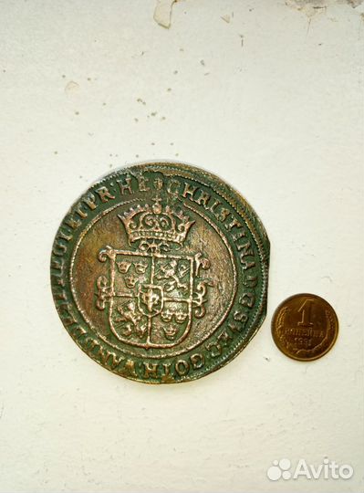 Монета 1 оре Швеция 1638 г