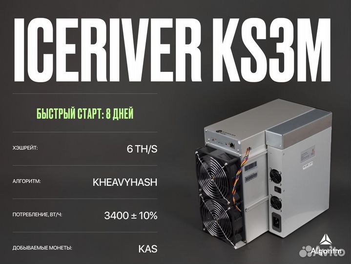 Asic майнер iceriver KS3M РФ гтд