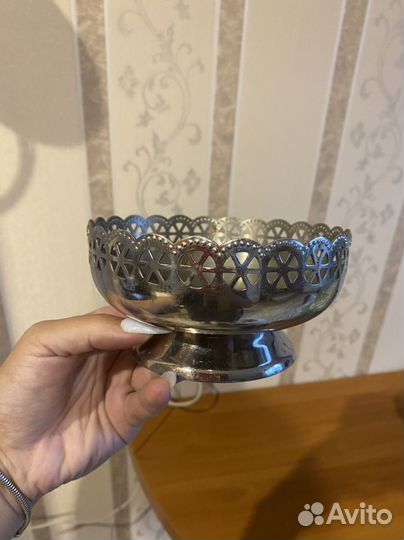 Конфетница сахарница СССР. Мельхиор