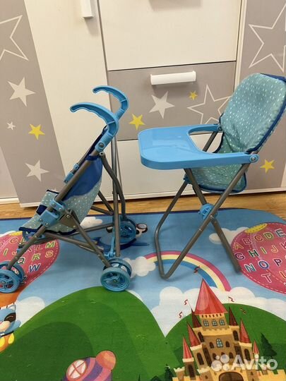 Коляска и стульчик для кормления для кукол