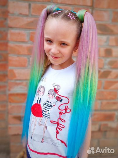 Съёмный афрохвост, шиньон, цветные волосы