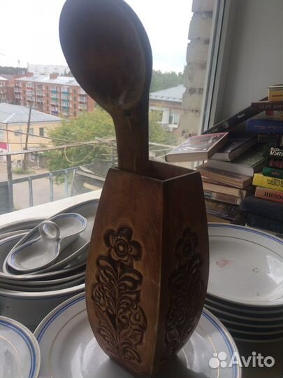 Полки настенные деревянная ваза и ложка дерево