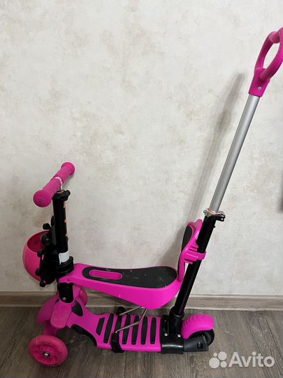 Самокат детский трехколесный с сиденьем, 3 в 1