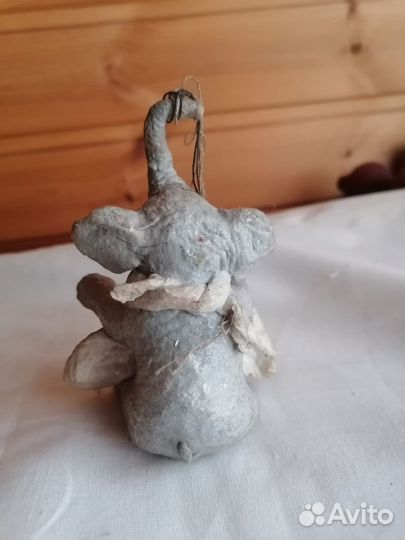 Ёлочная игрушка папье-маше слон в фартуке 30г