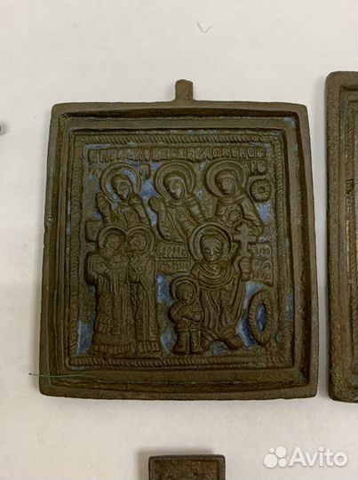 Икона медная. Николай Чудотворец. Богородица. XIX