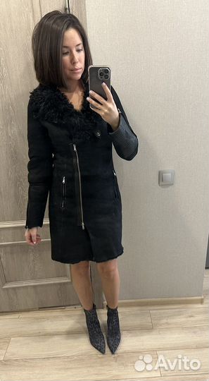 Женская кожаная дубленка снежная королева