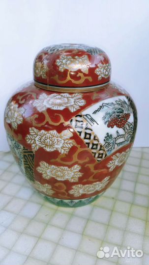 Ваза чайница имбирная банка фарфор Китай винтаж