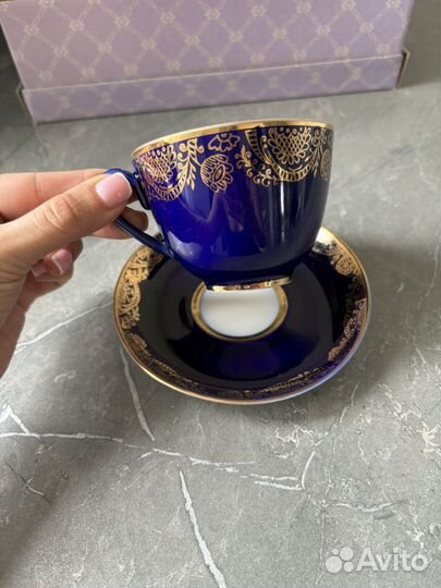 Чашка фарфор СССР лфз кобальт