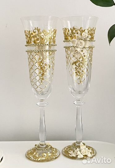Свадебные фужеры для шампанского 2шт, сост. отл