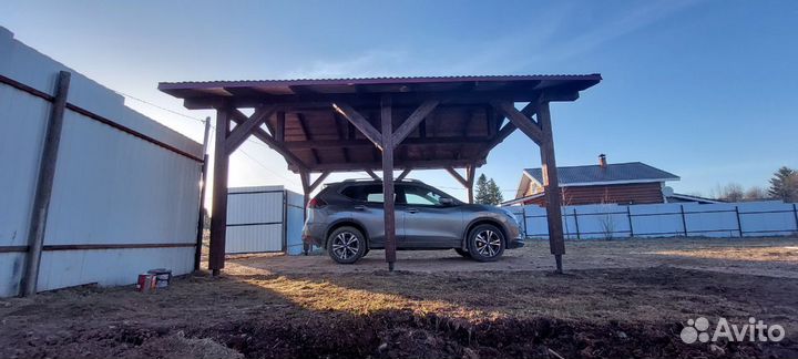 Навесы для автомобиля из дерева под ключ