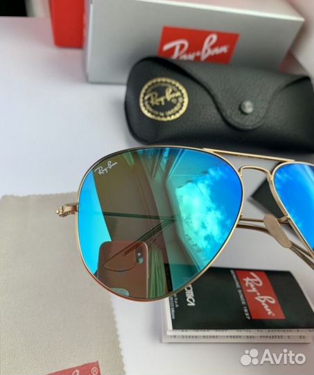 Очки ray ban aviator зеркальные синие