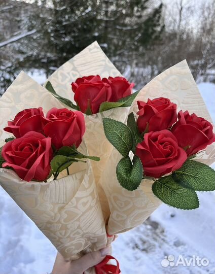 Букет роз из мыла