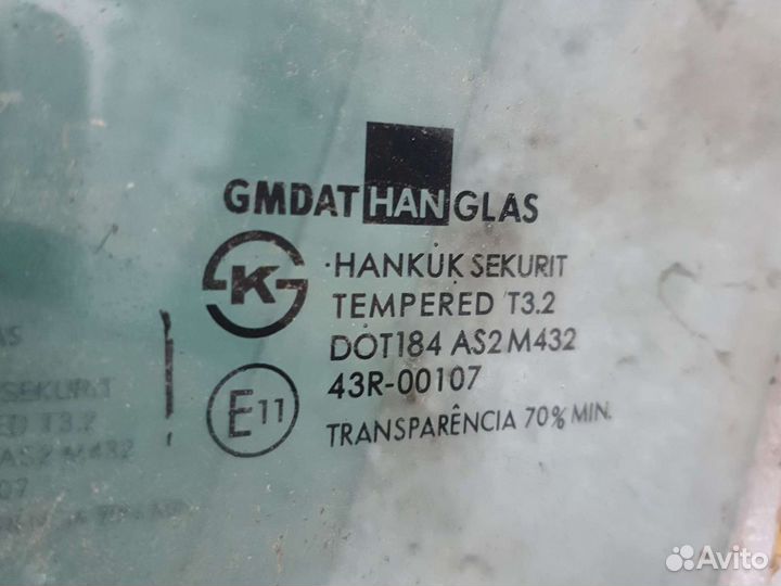 Стекло двери правое Chevrolet Aveo