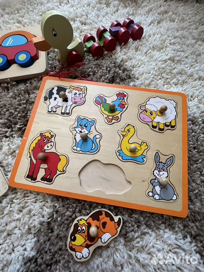 Развивающие деревянные пазлы пакетом