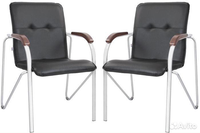 Конференц-кресло Samba черный/орех (искусственная