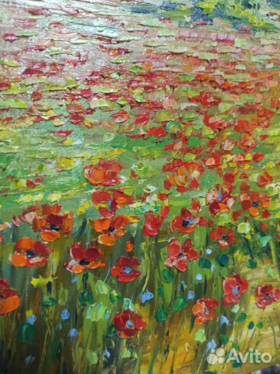 Картина маслом Прованс маки пейзаж природа