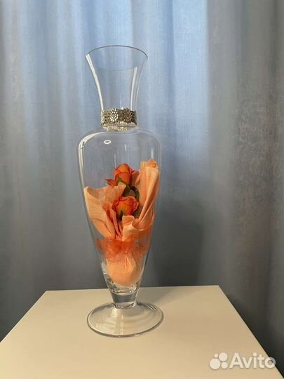 Высокие стильные итальянские Вазы с серебром