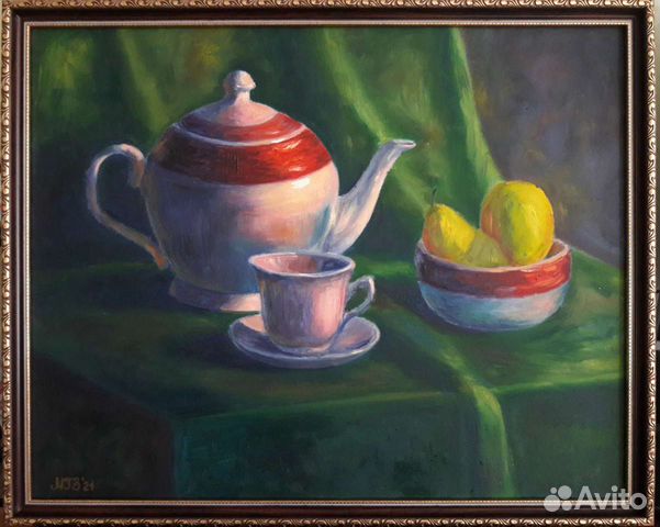 Картина маслом "Чайный натюрморт "
