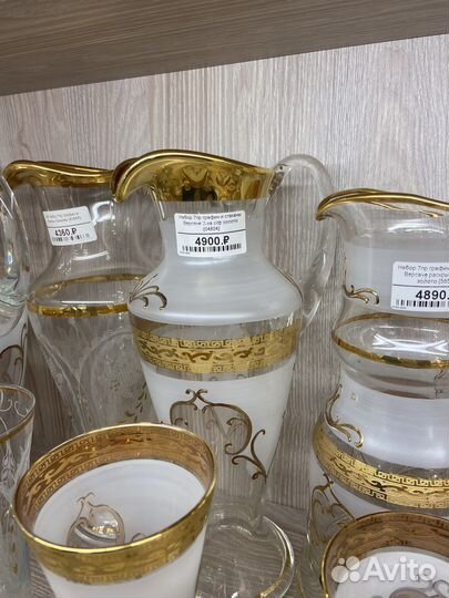 Графин со стаканами богемия