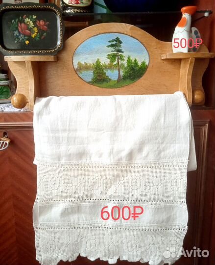 Ретро полочка и шкатулки с пейзажем 50е годы