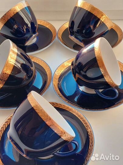 Сервиз чайный 10 предметов, винтаж фарфор лфз