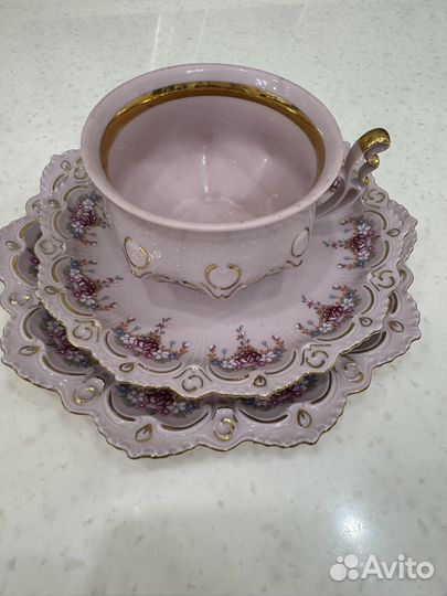 Чайный сервиз. Чехословакия. Розовый фарфор