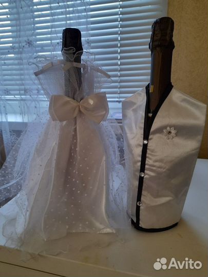 Украшения для бутылок на свадьбу