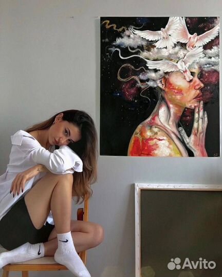 Картина девушка портрет поп арт