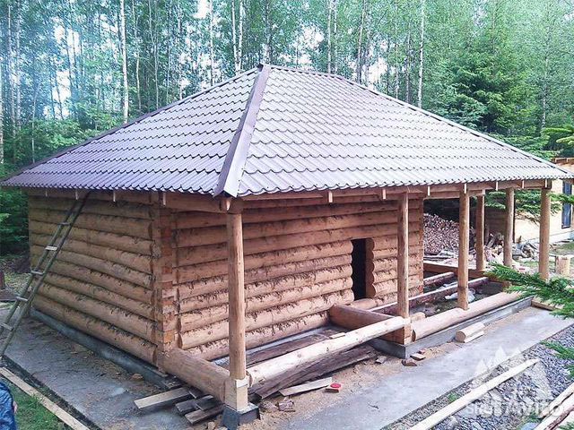 Баня вальмовая крыша фото Сруб бани 4*4+2 вальмовая крыша купить в Дубне Товары для дома и дачи Авито