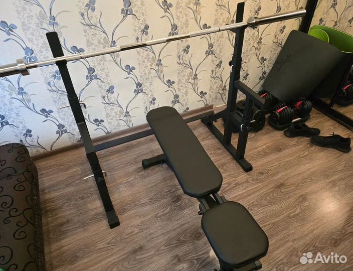 Скамья наклонная и стойка для жима штанги комплект