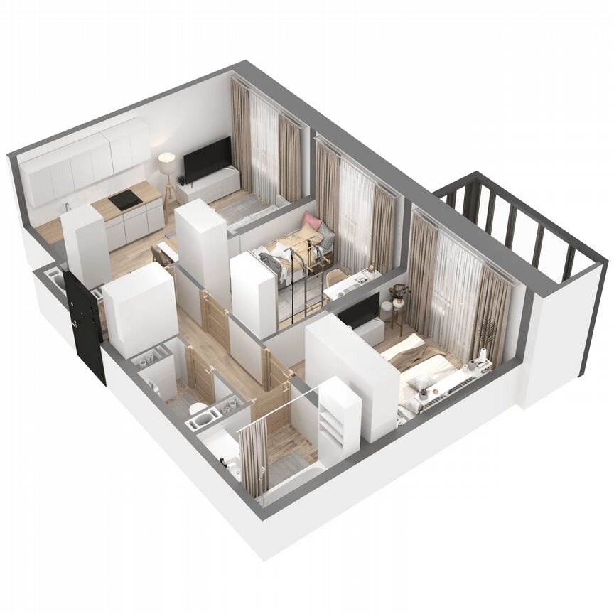 2-к. квартира, 49,4 м², 17/23 эт.