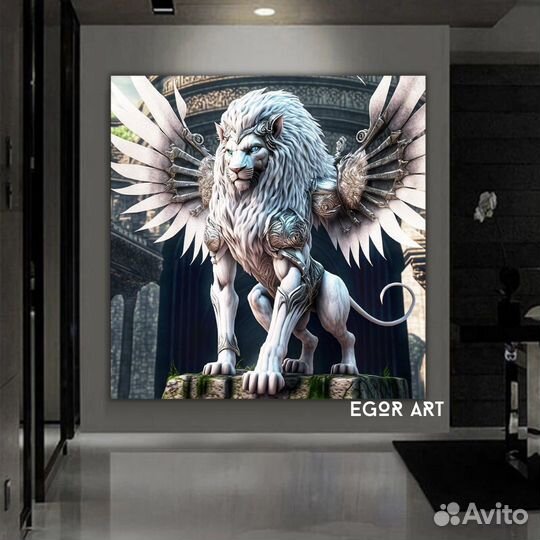 Большие картины на холсте лев в современном стиле