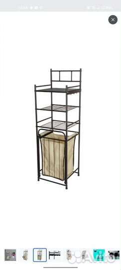 Стеллаж для ванной 3 полки и корзина для белья
