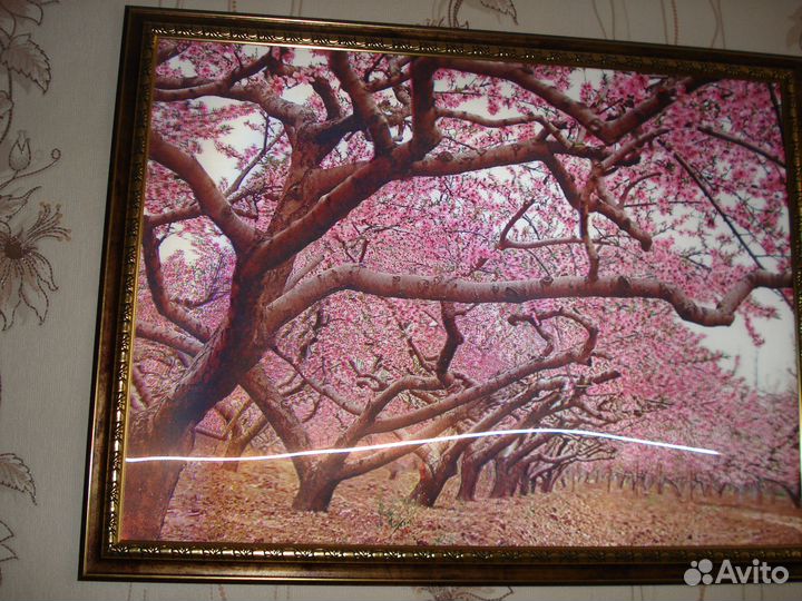 Картина обьемная водопад пейзаж и обьемная Сакура