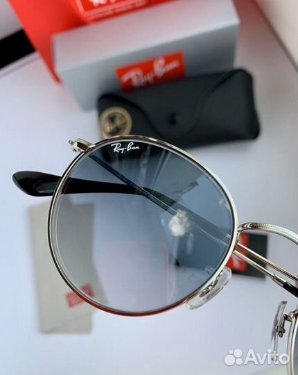 Очки ray ban round metal пепельные