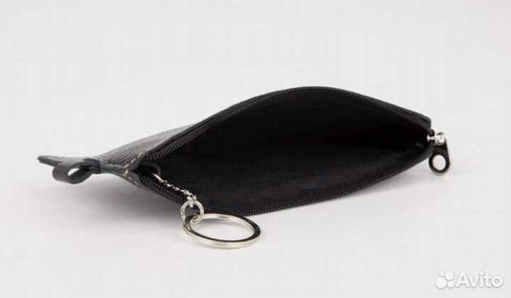 Ключница Кайман 16,5 см кольцо кожа чёрный Россия