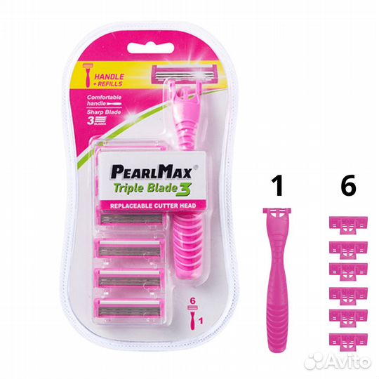 Станок для бритья женский, 6 кассет, 3 лезвия