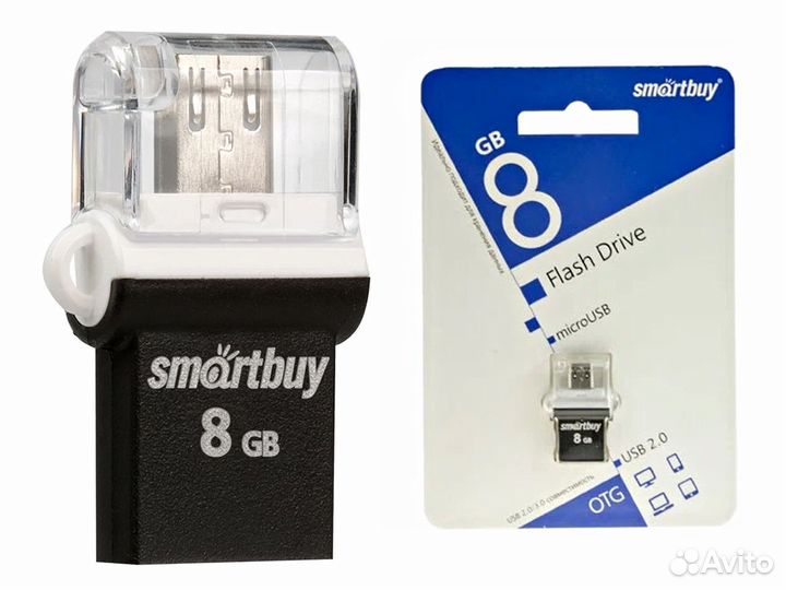 Флэшка USB - micro usb 8Gb двусторонняя, OTG