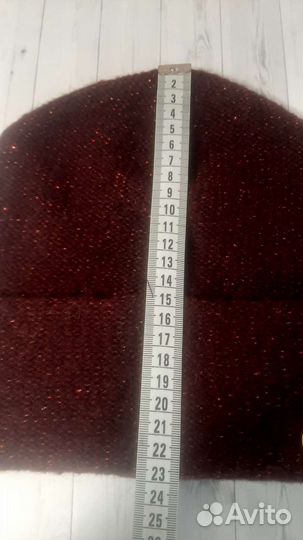 Шапка женская вязаная двойная теплая