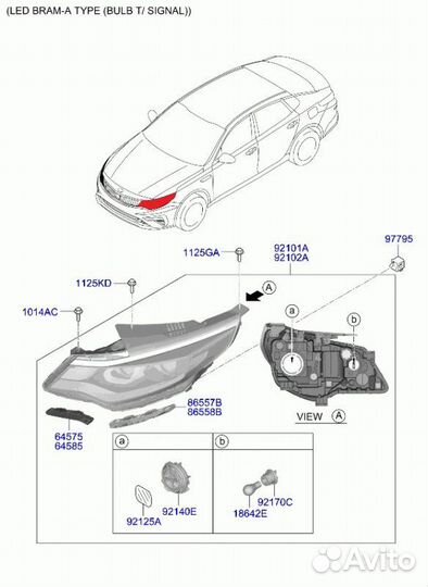 Фара левая левая Kia Optima 4 G4ND 2.0 2018