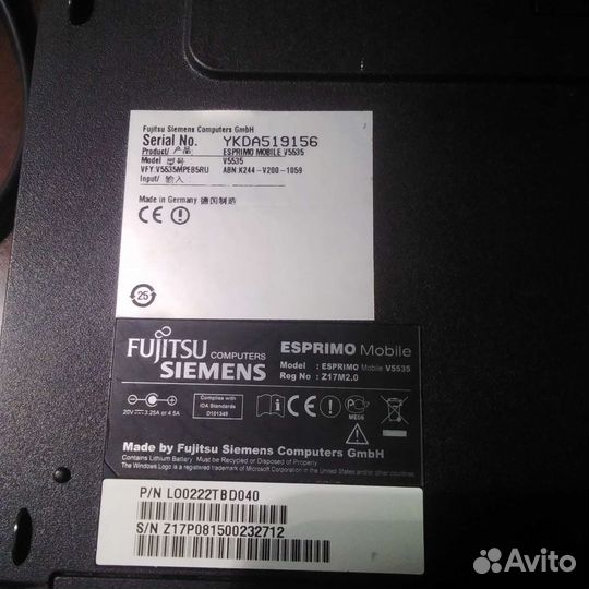 Ноутбук Fujitsu Siemens esprimo mobile v 5535